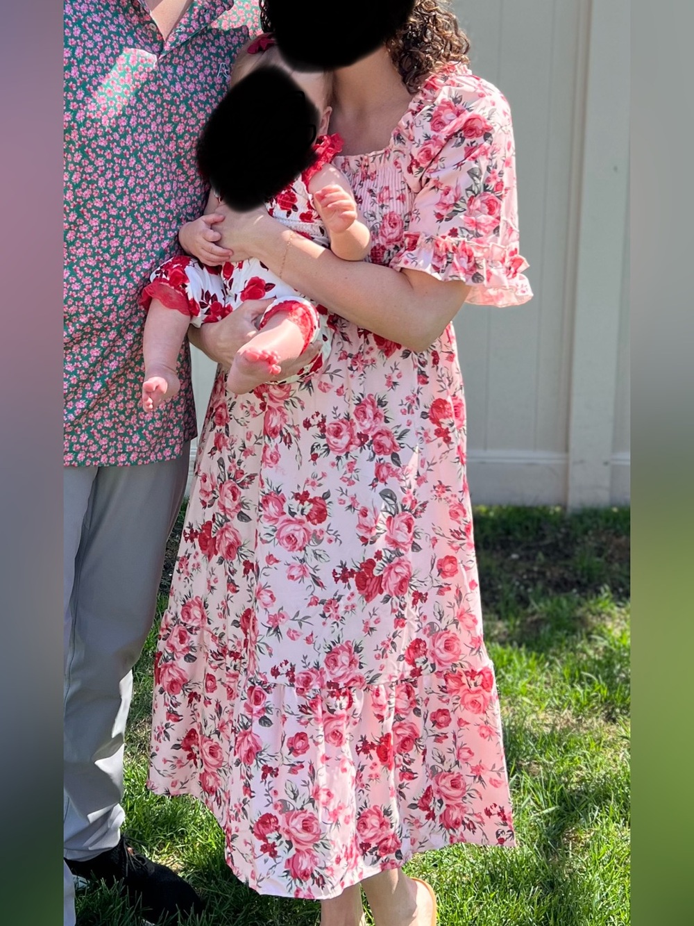 Floral Pink Ruffle-Sleeve Dress